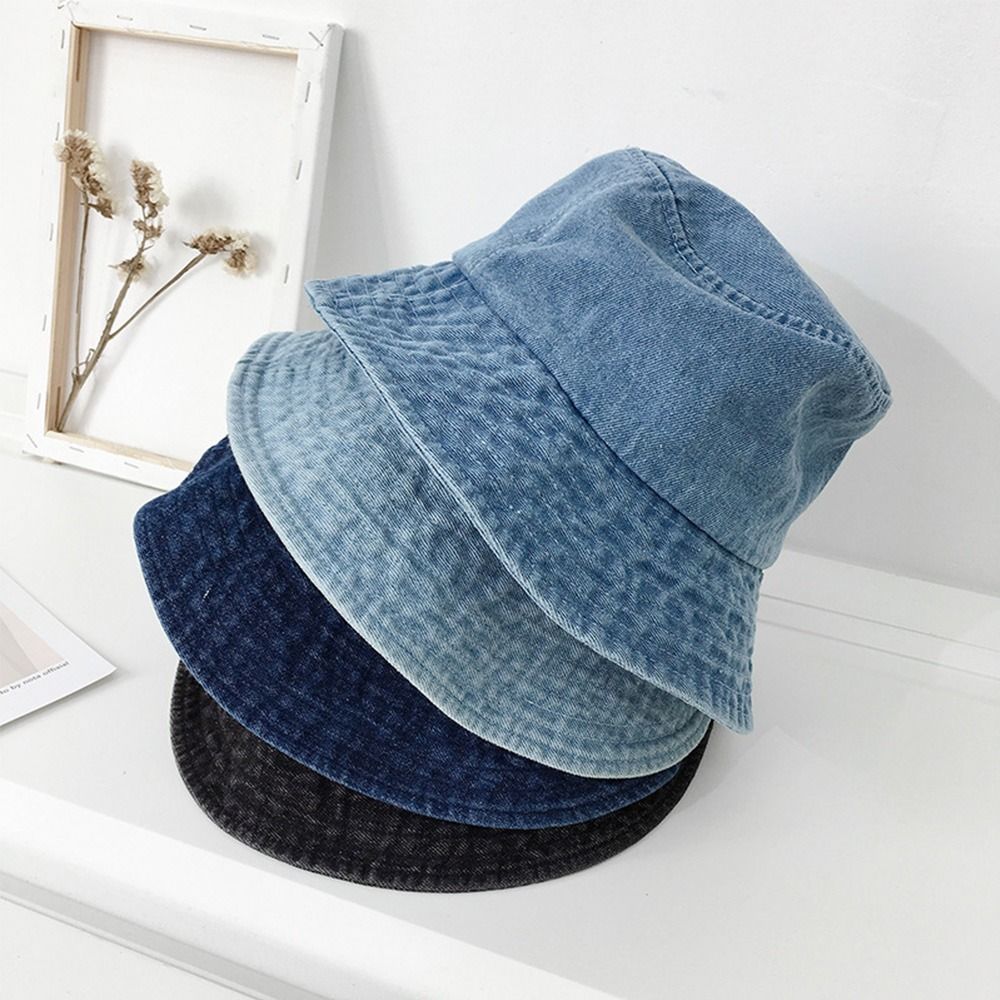 Bucket Hat Cotton - Pure Color Women Men Beach Cap