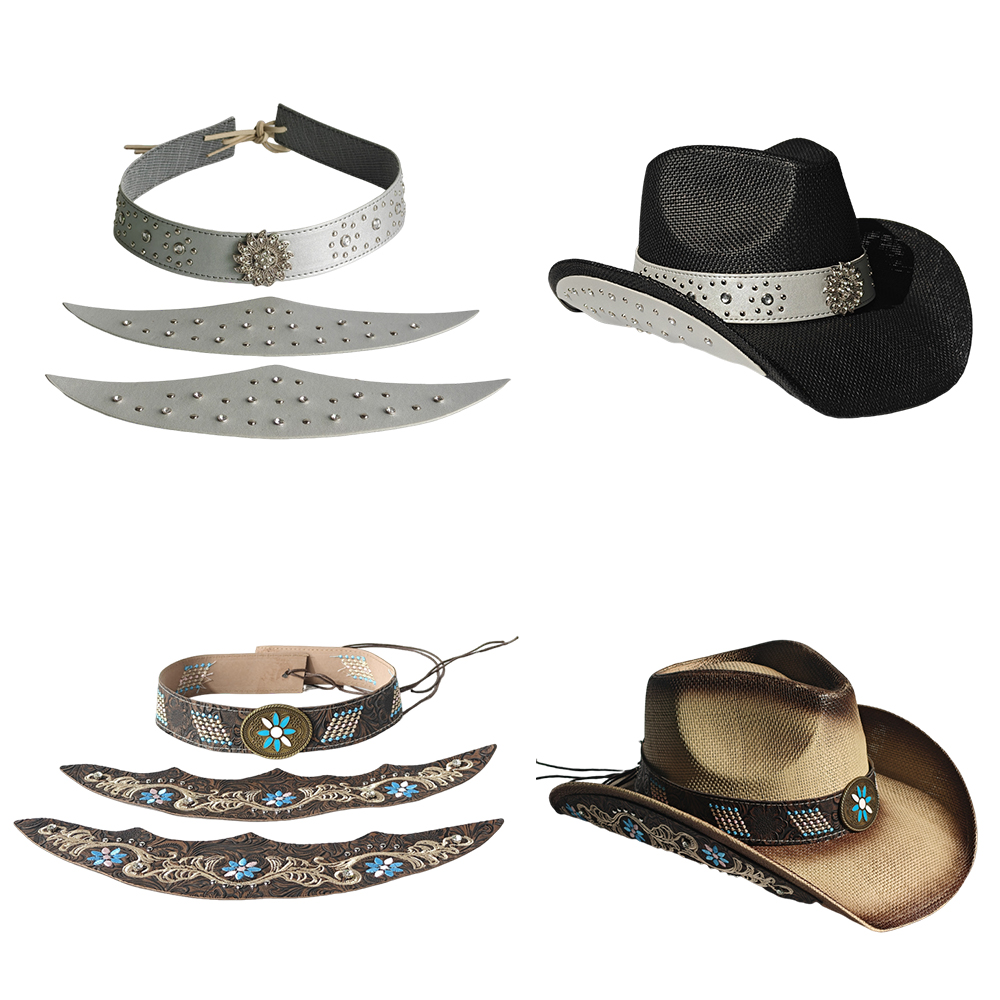Cowboy Hat Straw - Cowboy Hat Three-piece Set Accessories Fashionable