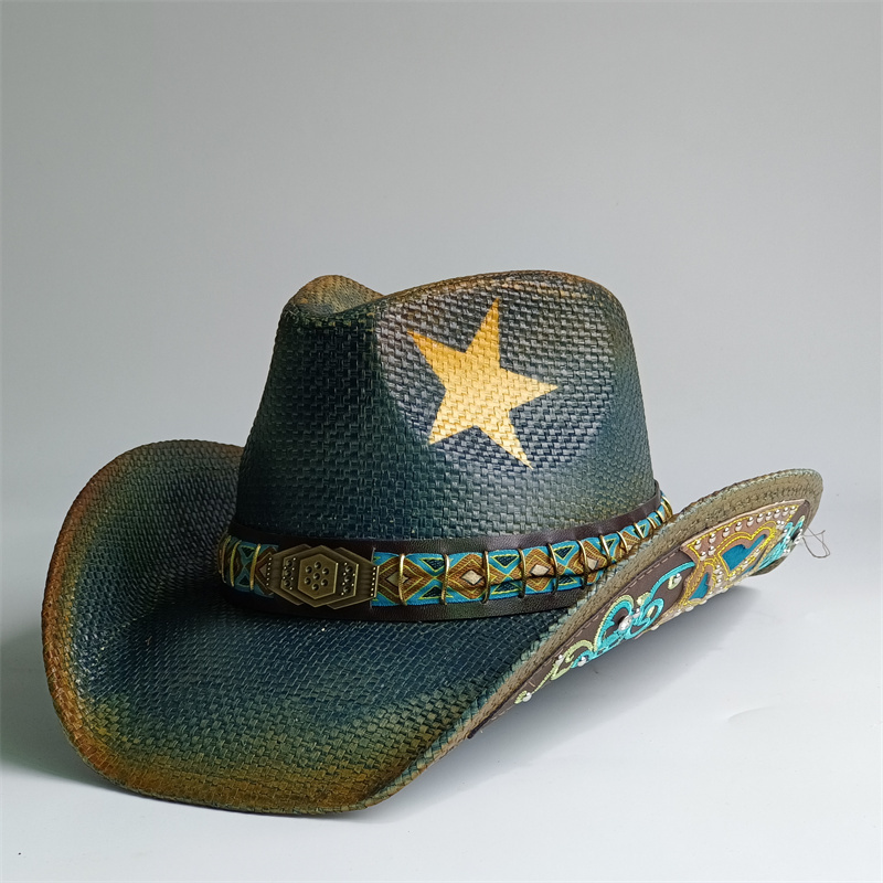 Cowboy Hat Straw - 2026 Thickened knight cowboy hat girl