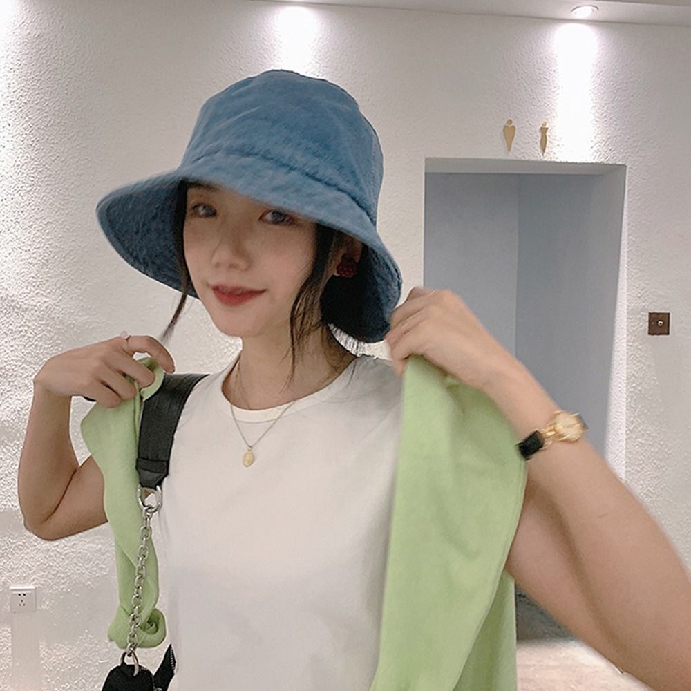 Pure Color Women Men Beach Cap - Bucket Hat Cotton recension och pris