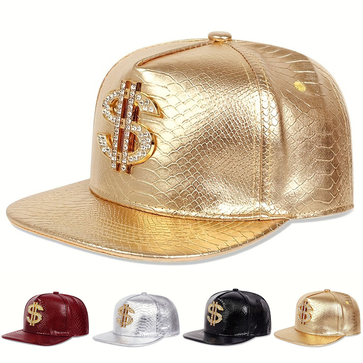 Leather Metallic Dollar Sign B - Snapback Hat Flat recension och pris