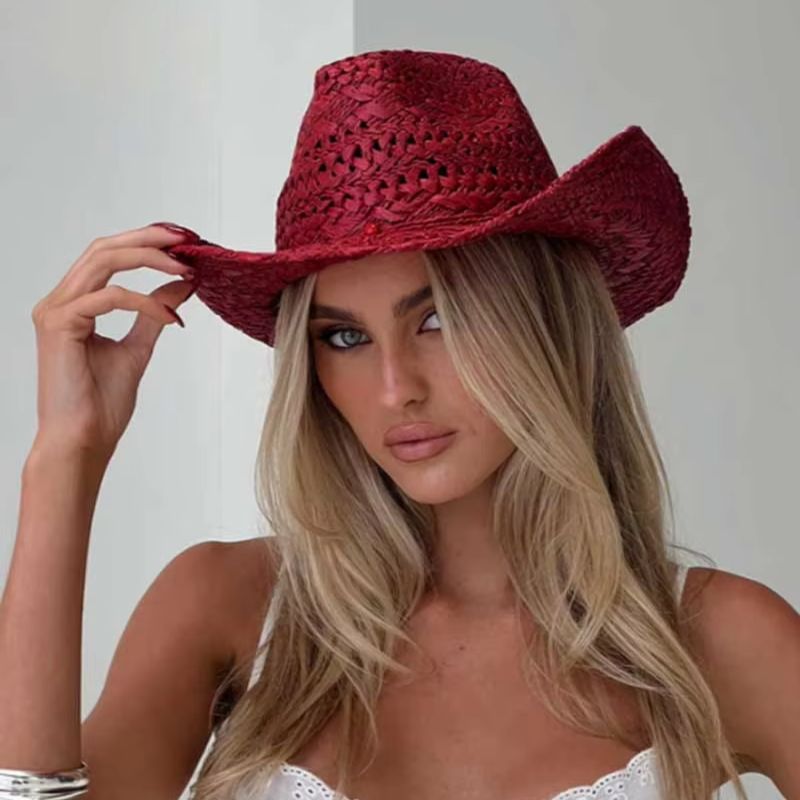 Cowboy hat red hand-painted su - Cowboy Hat Straw recension och pris