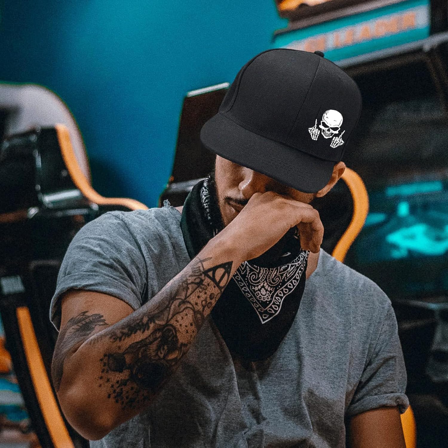 Skull Middle Finger Snapback H - Snapback Hat Flat recension och pris